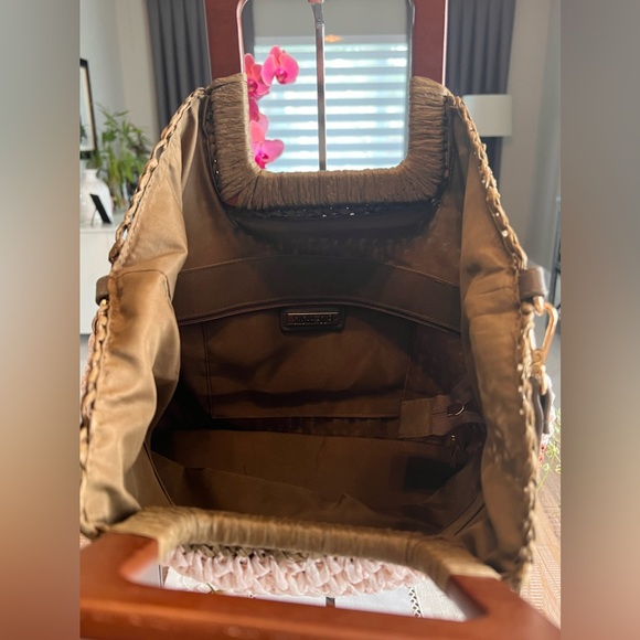 Brand New Sasha Sofi Straw Crossbody Handbag Medium Size Wood Handles - Picture 4 of 6